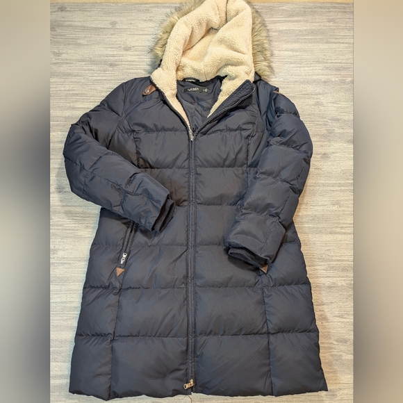 Lauren Ralph Lauren Womens Faux Fur Trim Down Coat Blue/Black Winter Outdoor XL - Picture 4 of 12